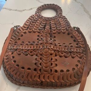 Patricia Nash Brown Woven Leather Shoulder Bag